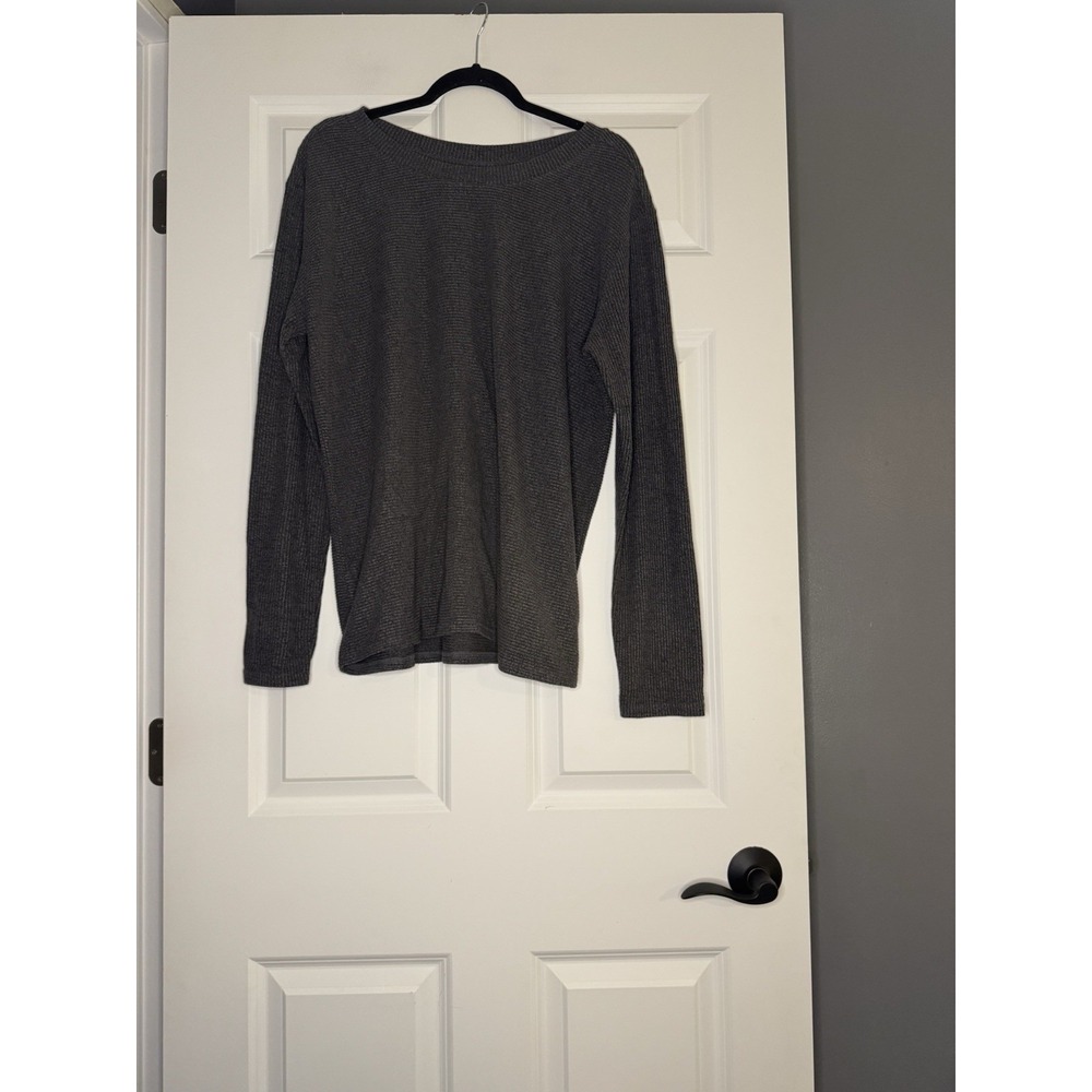 Nordstrom Long Sleeve Waffle Knit Top Gray Large